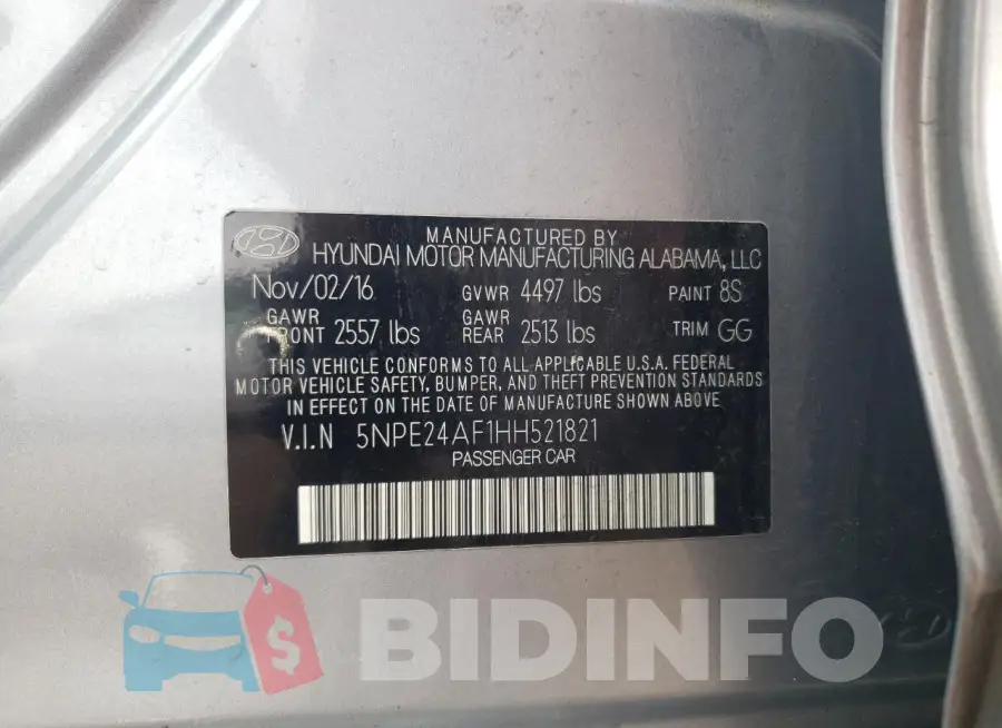 5NPE24AF1HH521821 Photo# 12
