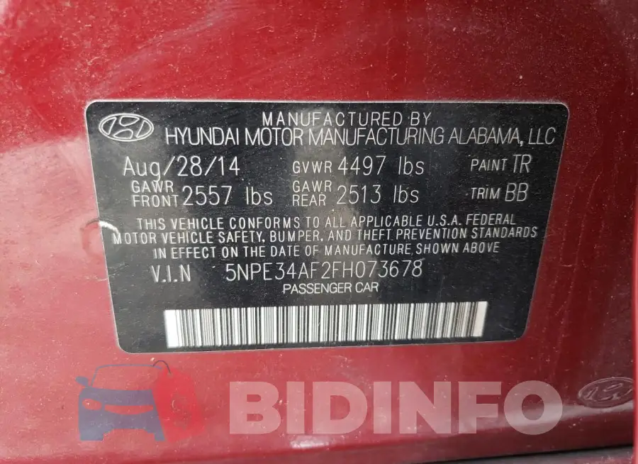 5NPE34AF2FH073678 Photo# 12