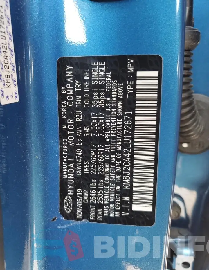 KM8J2CA42LU172671 Photo# 13