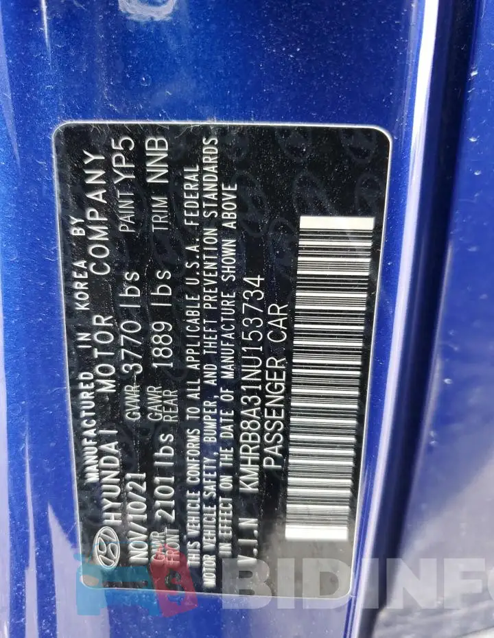 KMHRB8A31NU153734 Photo# 13