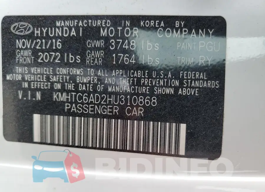 KMHTC6AD2HU310868 Photo# 12
