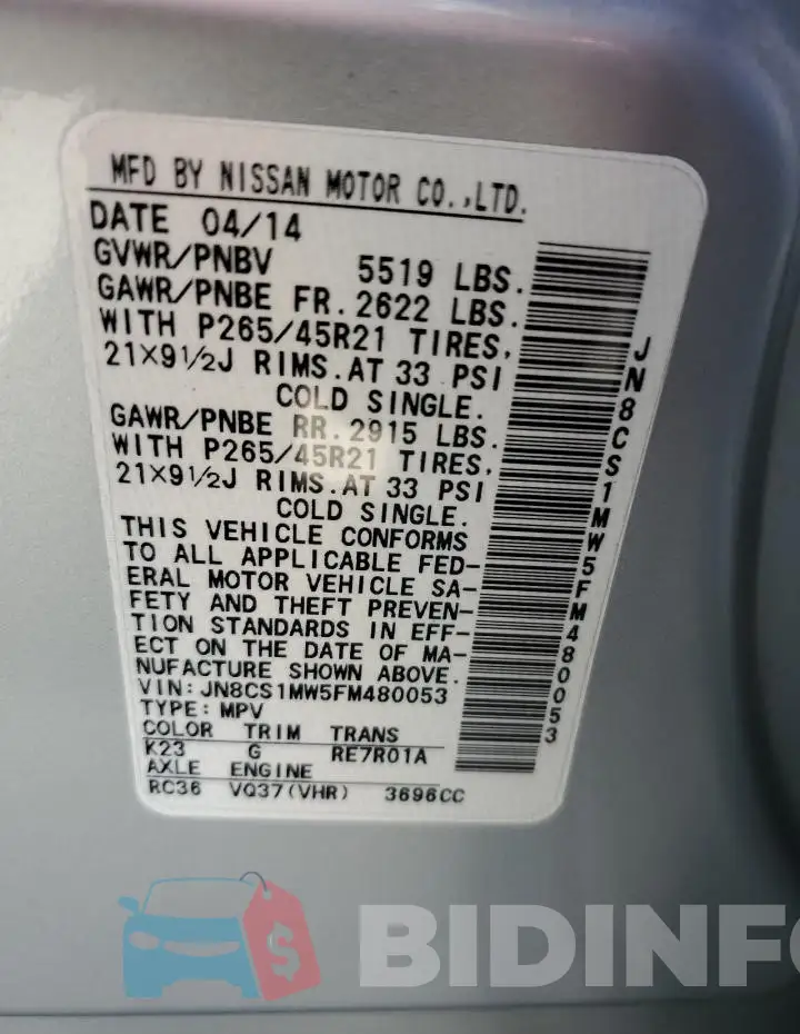 JN8CS1MW5FM480053 Photo# 12