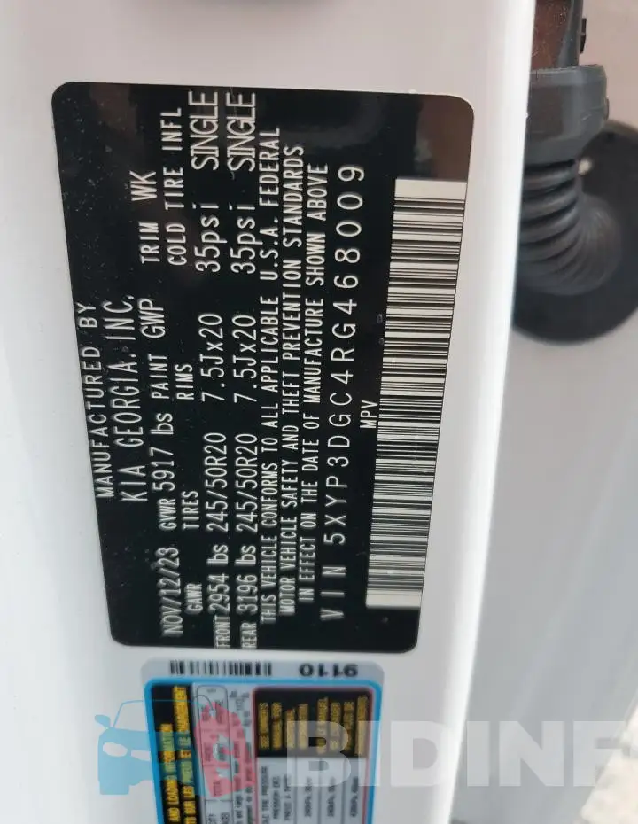 5XYP3DGC4RG468009 Photo# 14