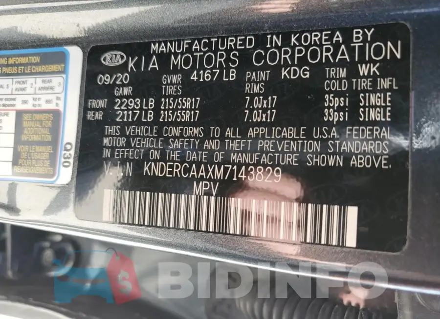 KNDERCAAXM7143829 Photo# 14