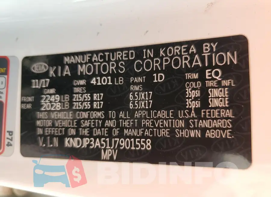 KNDJP3A51J7901558 Photo# 12