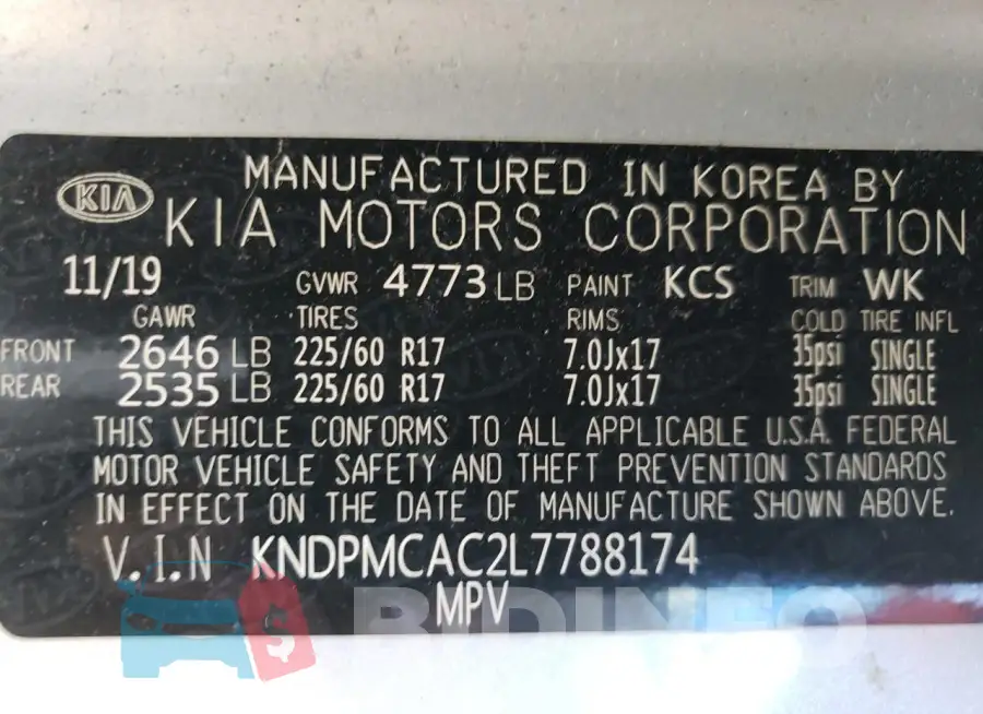 KNDPMCAC2L7788174 Photo# 13