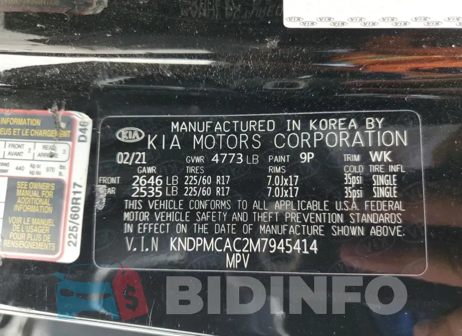 KNDPMCAC2M7945414 Photo# 13