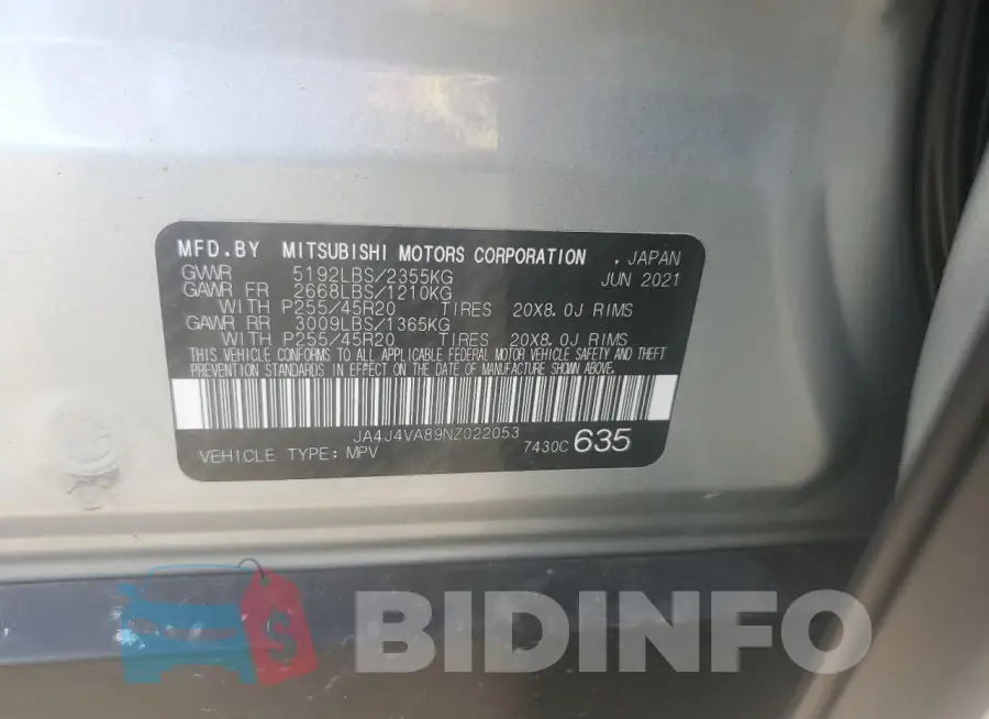 JA4J4VA89NZ022053 Photo# 13
