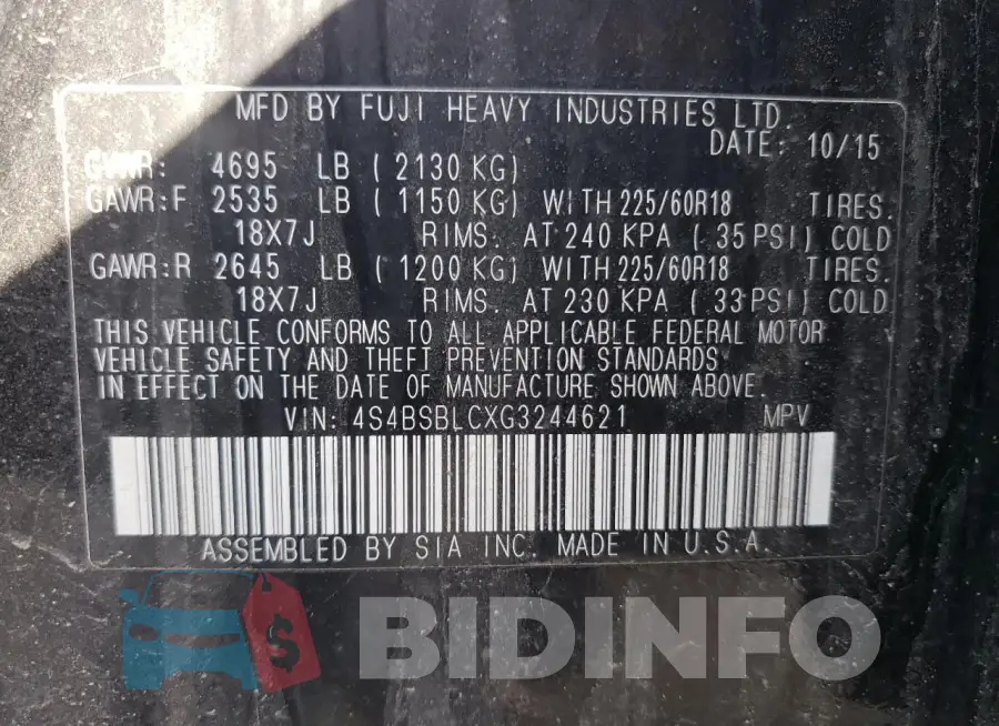 4S4BSBLCXG3244621 Photo# 13