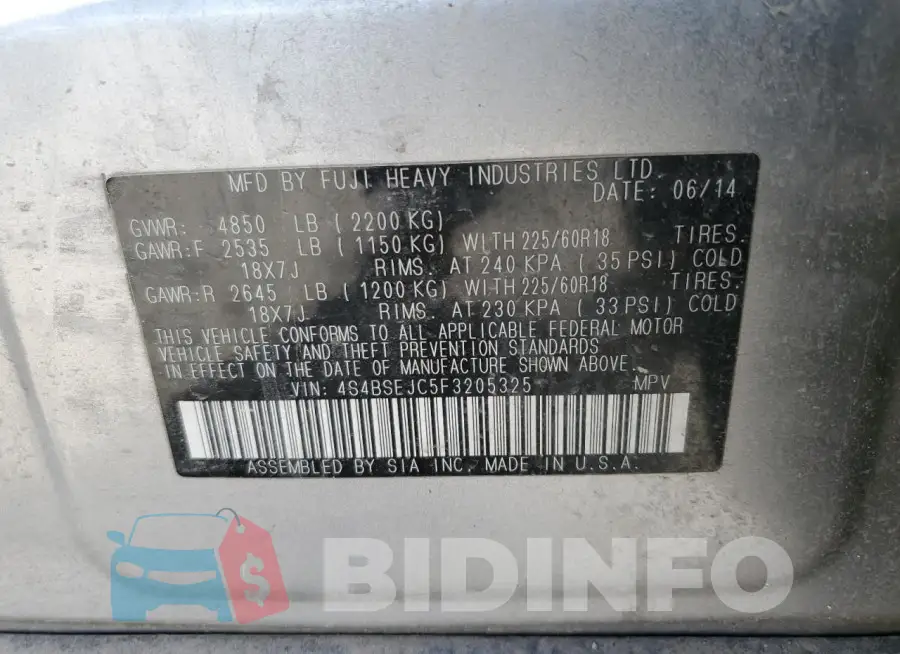 4S4BSEJC5F3205325 Photo# 12
