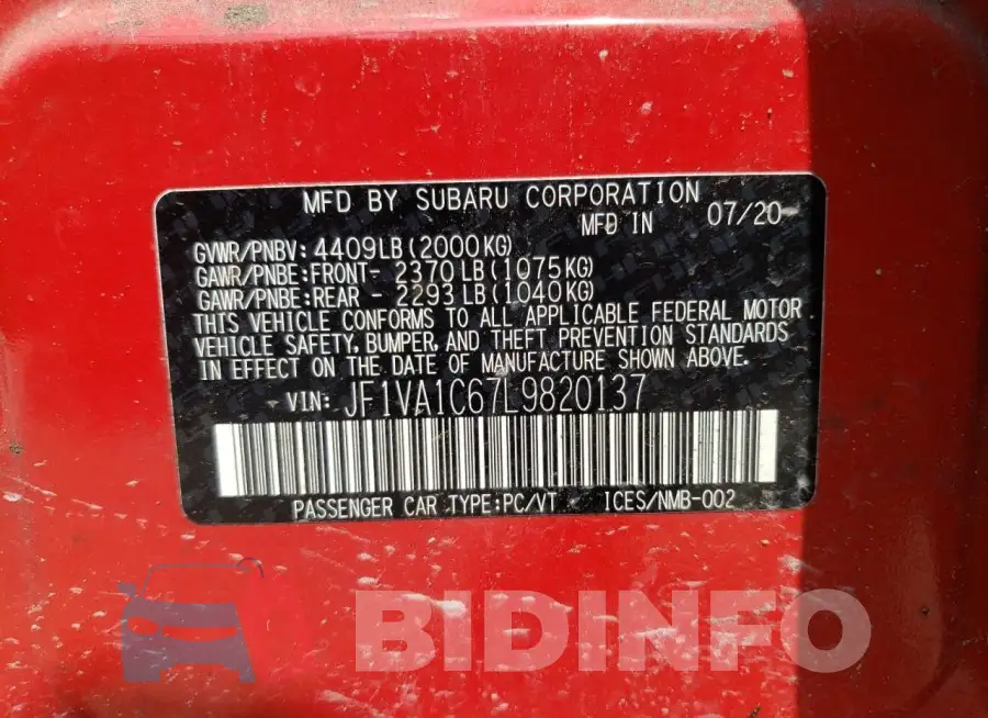 JF1VA1C67L9820137 Photo# 12