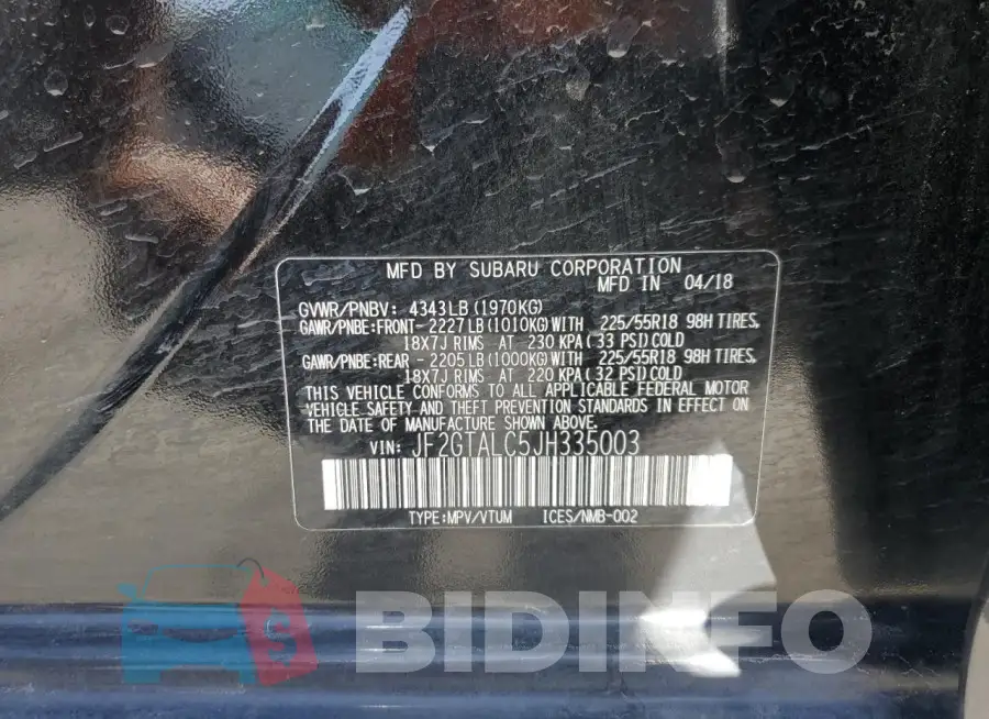 JF2GTALC5JH335003 Photo# 13