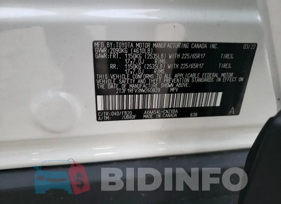 2T3F1RFV3NW260829 Photo# 13