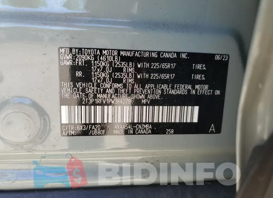 2T3P1RFV1PW384279 Photo# 13