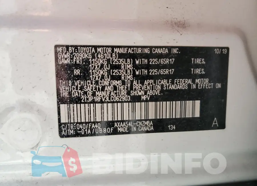 2T3P1RFV3LC062903 Photo# 12