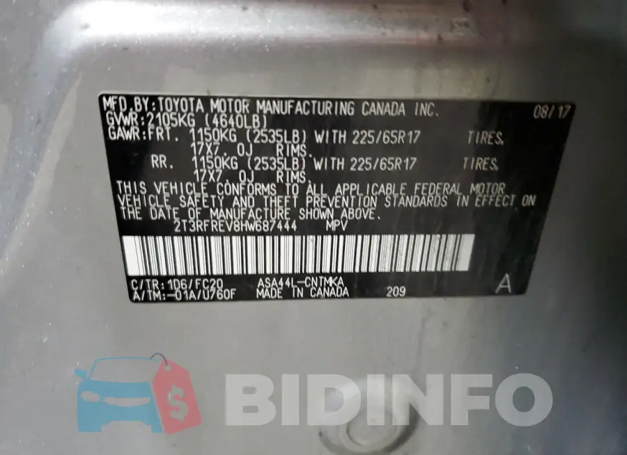 2T3RFREV8HW687444 Photo# 13