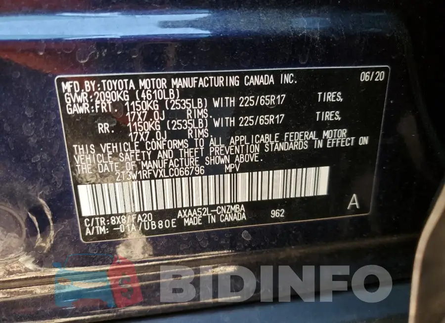 2T3W1RFVXLC066796 Photo# 12