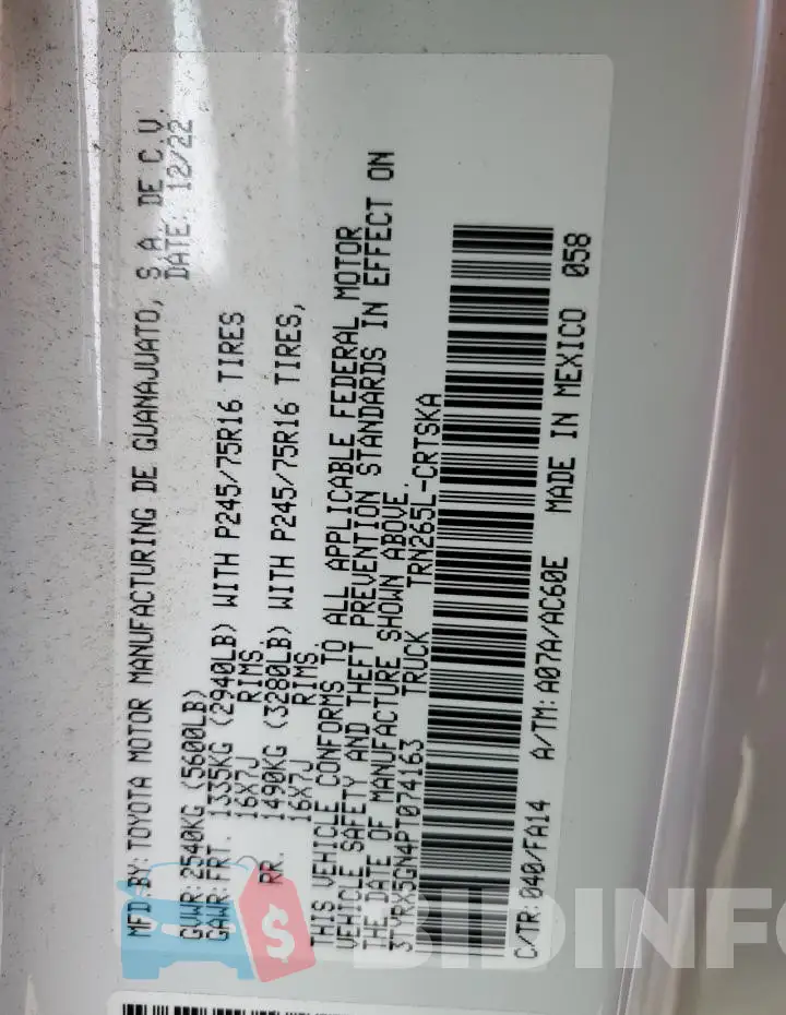 3TYRX5GN4PT074163 Photo# 12