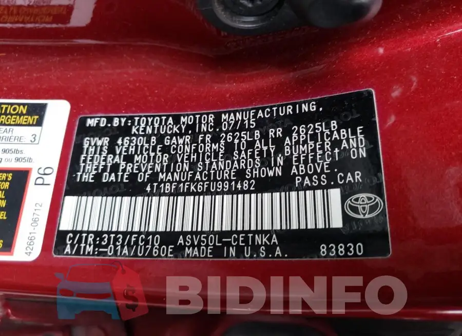 4T1BF1FK6FU991482 Photo# 12