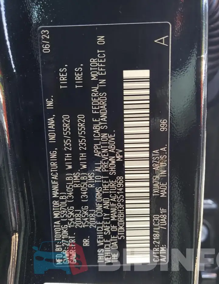 5TDKDRBH3PS514968 Photo# 13