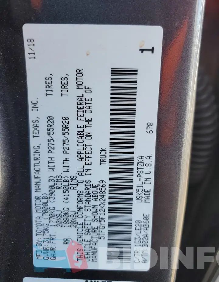 5TFGY5F12KX248569 Photo# 12