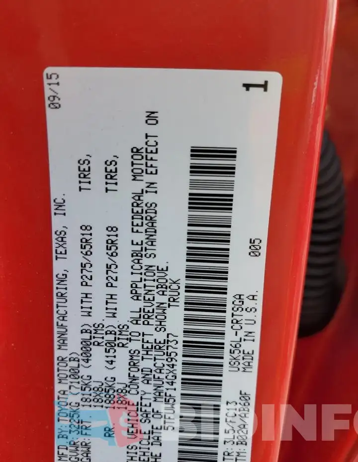5TFUW5F14GX495737 Photo# 12