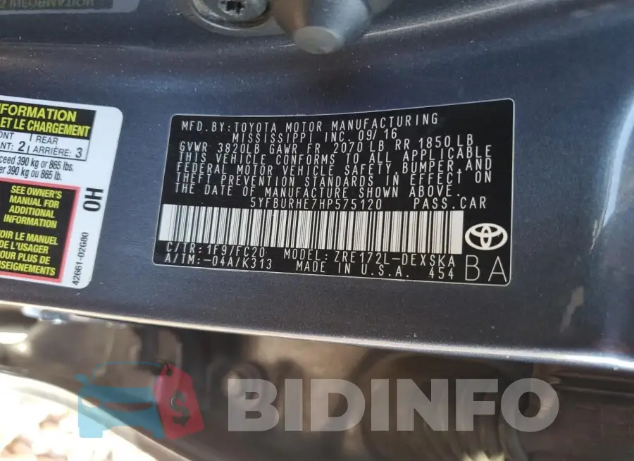 5YFBURHE7HP575120 Photo# 12