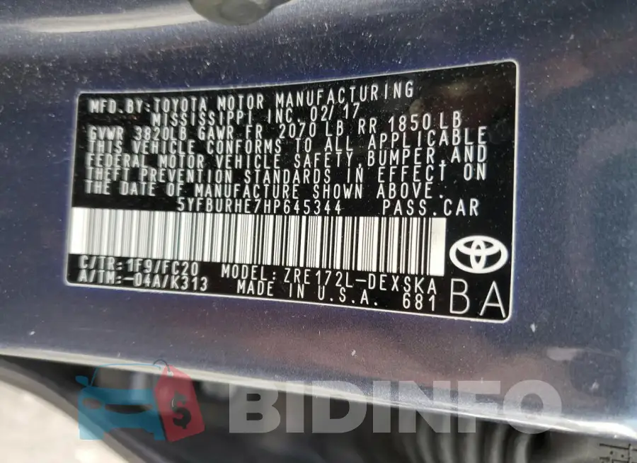 5YFBURHE7HP645344 Photo# 12