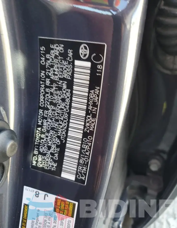 JTDKN3DUXF0448084 Photo# 13