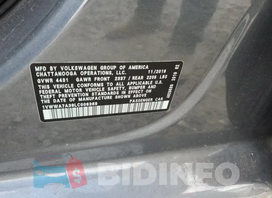 1VWWA7A39LC006369 Photo# 13