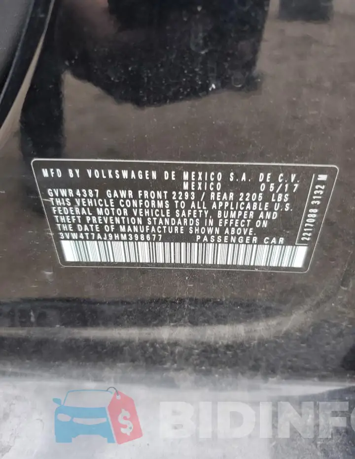 3VW4T7AJ9HM398677 Photo# 12