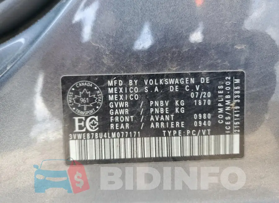 3VWEB7BU4LM077171 Photo# 12