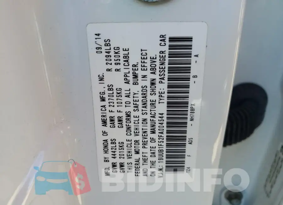 19UUB1F52FA004544 Photo# 12
