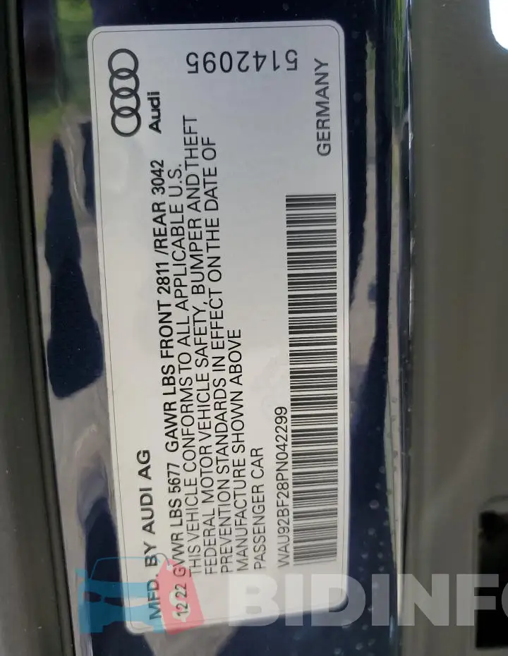 WAU92BF28PN042299 Photo# 12