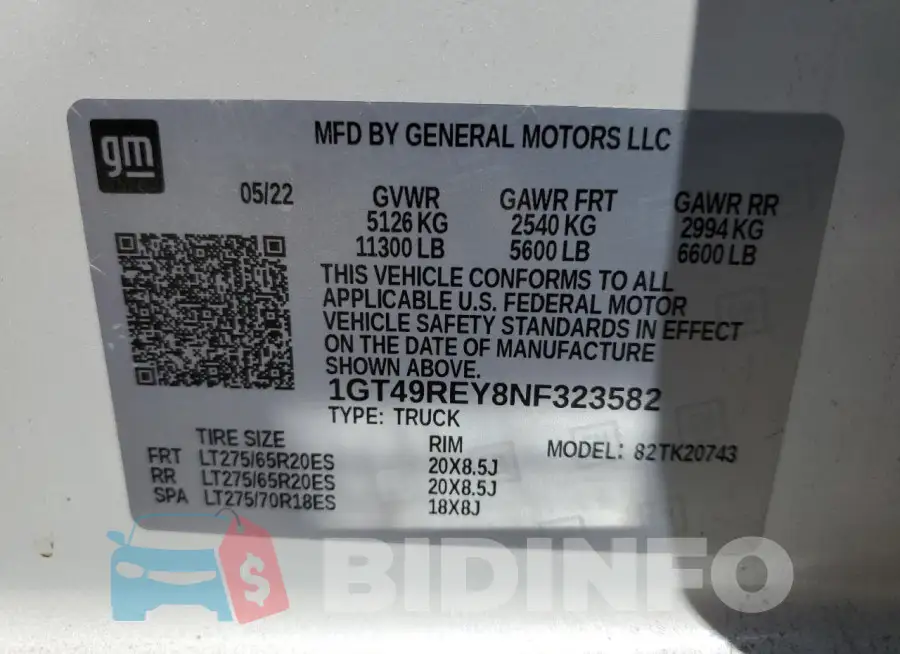 1GT49REY8NF323582 Photo# 13