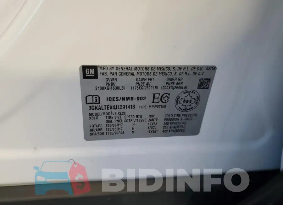 3GKALTEV4JL291418 Photo# 14