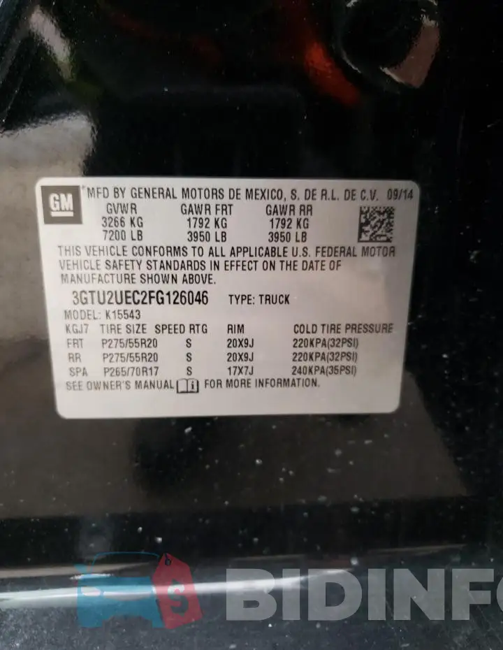 3GTU2UEC2FG126046 Photo# 12