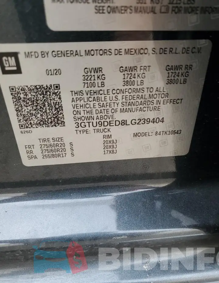 3GTU9DED8LG239404 Photo# 12