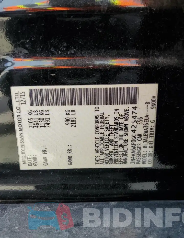 1N4AA6AP0GC425474 Photo# 13