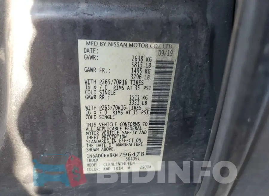 1N6AD0EV8KN796478 Photo# 12
