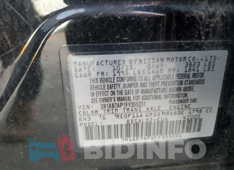 3N1AB7AP1FY355201 Photo# 12