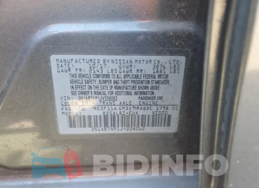 3N1AB7AP1JY208062 Photo# 12