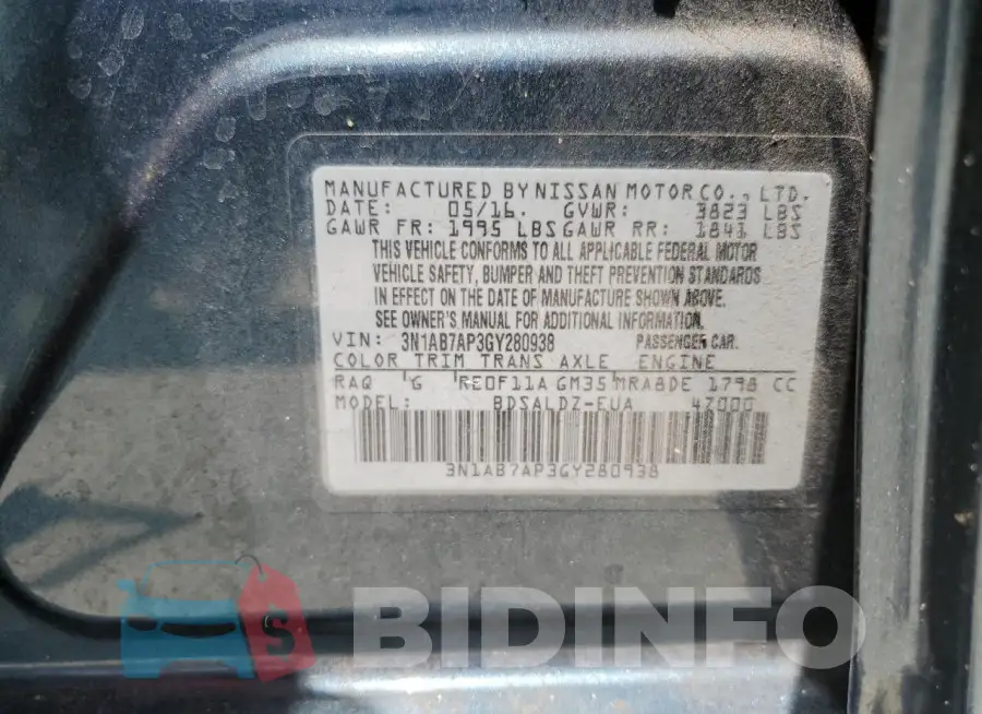 3N1AB7AP3GY280938 Photo# 13