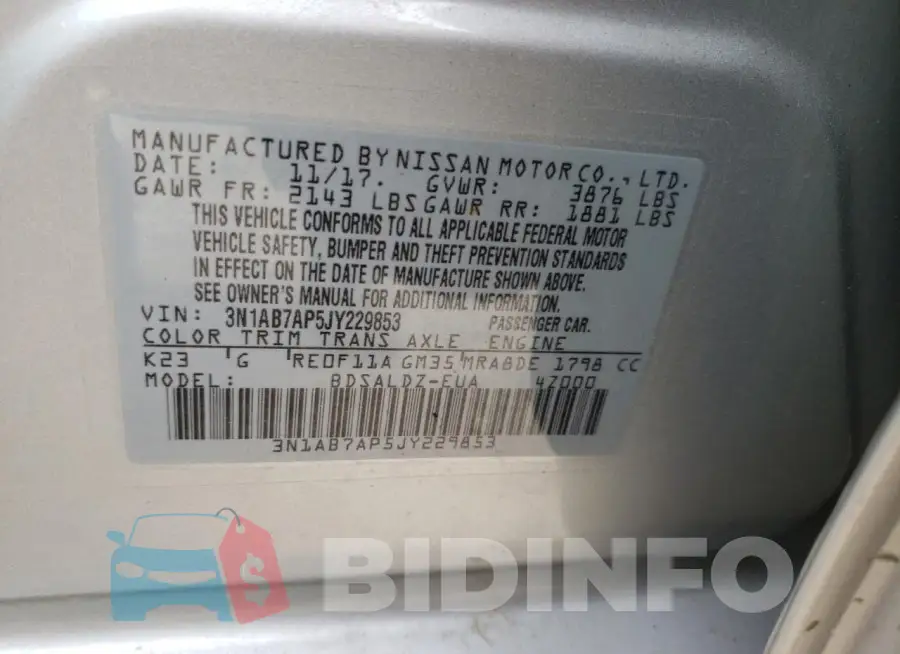 3N1AB7AP5JY229853 Photo# 12