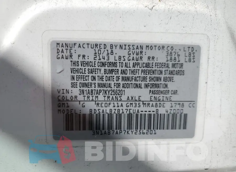 3N1AB7AP7KY256201 Photo# 12