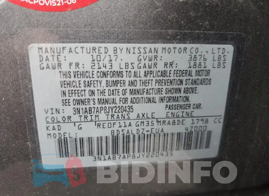 3N1AB7AP8JY220435 Photo# 12