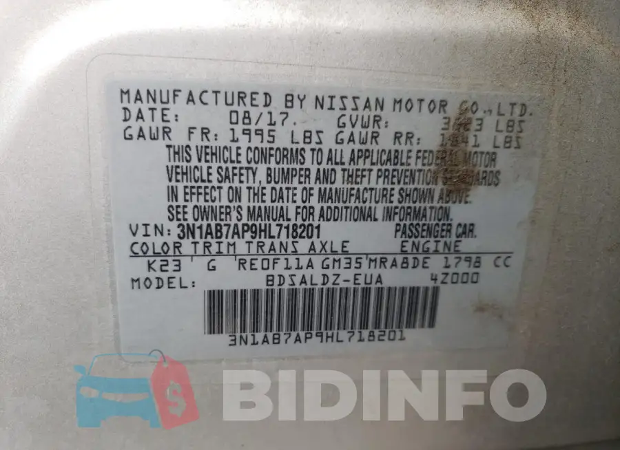 3N1AB7AP9HL718201 Photo# 12