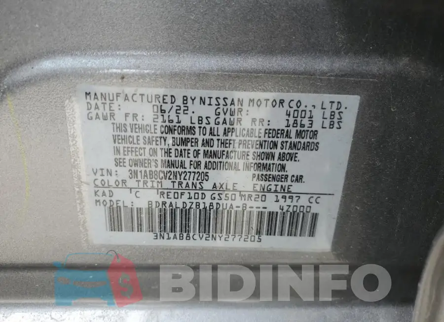 3N1AB8CV2NY277205 Photo# 12