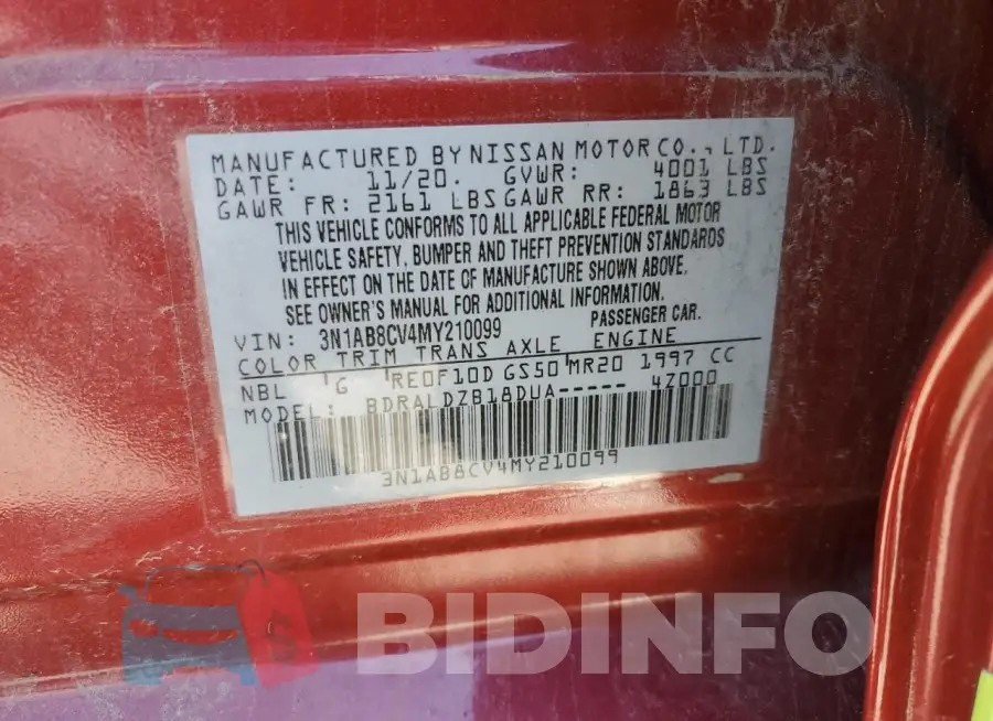 3N1AB8CV4MY210099 Photo# 13