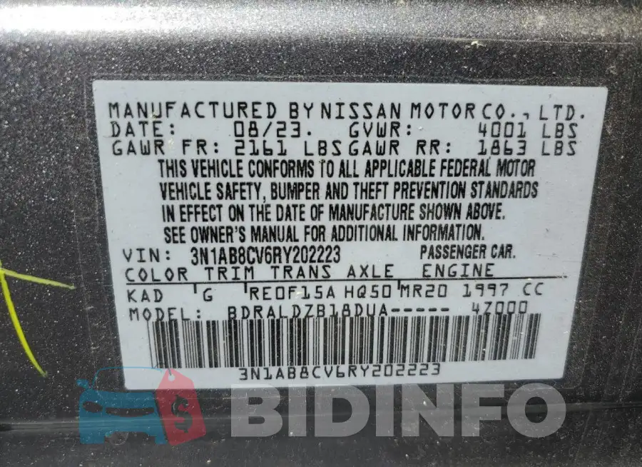 3N1AB8CV6RY202223 Photo# 12